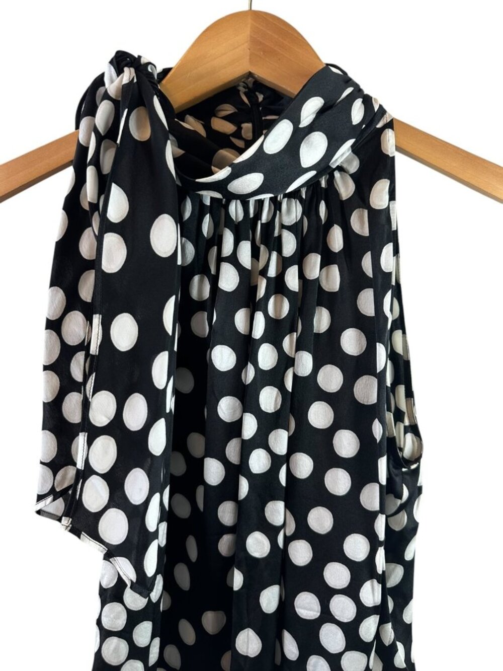 St John Collection Black White Polka Dot Silk Sleeveless Blouse Size S - Picture 4 of 7